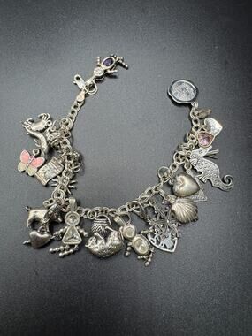 Vintage Sterling Silver 925 Assorted Charms Beach Animals Theme Hearts Figure